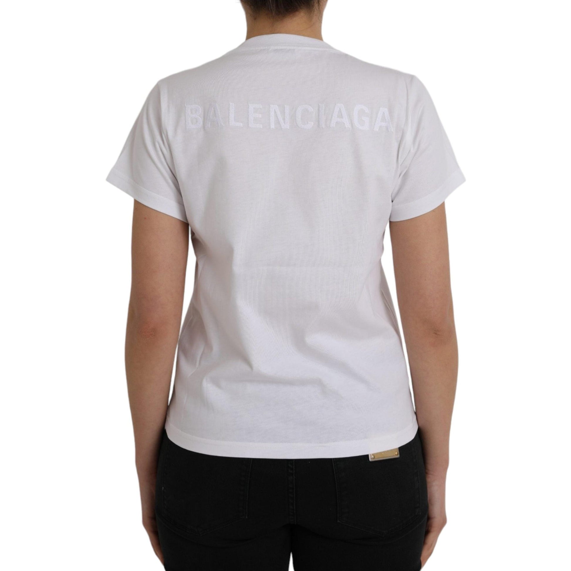Balenciaga White Cotton Crew Neck Short Sleeves T-shirt
