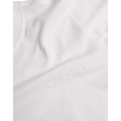 Balenciaga White Cotton Crew Neck Short Sleeves T-shirt