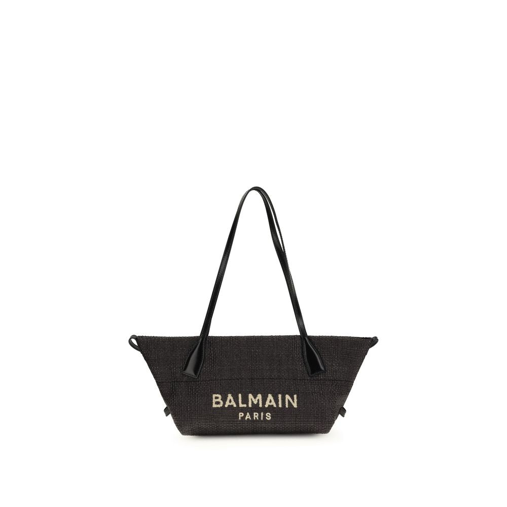 Balmain Black Raffia Shoulder Bag