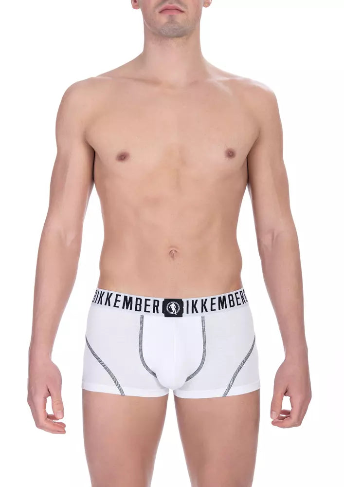 Bikkembergs White Cotton Men's Underwear Trunk Set