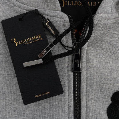 Billionaire Italian Couture Gray Cotton Hooded Sweatsuit