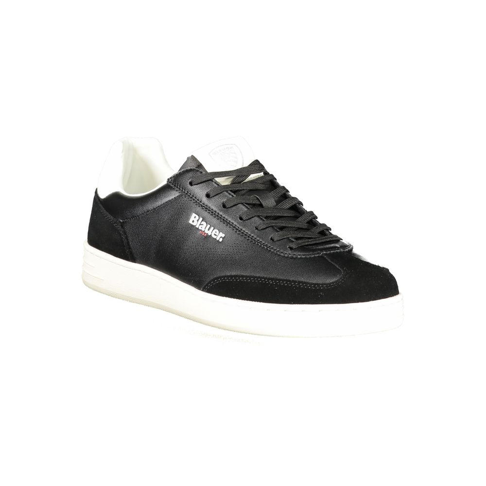 Blauer Black Leather Men Sneakers