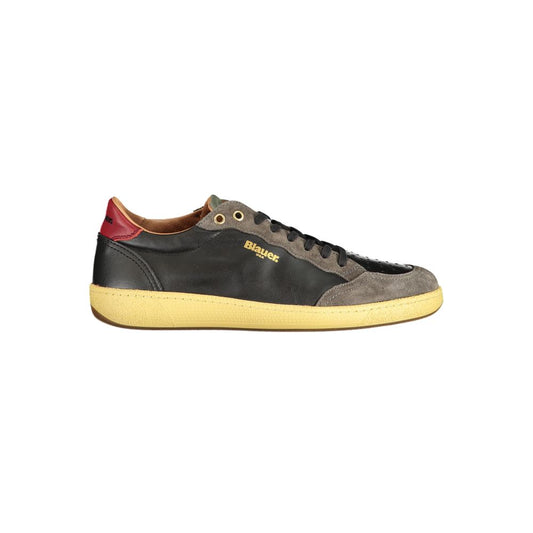 Blauer Black Leather Men Sneakers