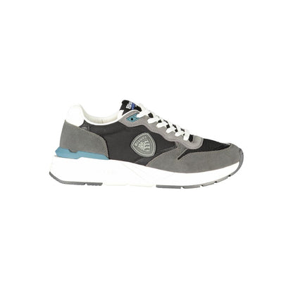 Blauer Black Leather Men Sneakers