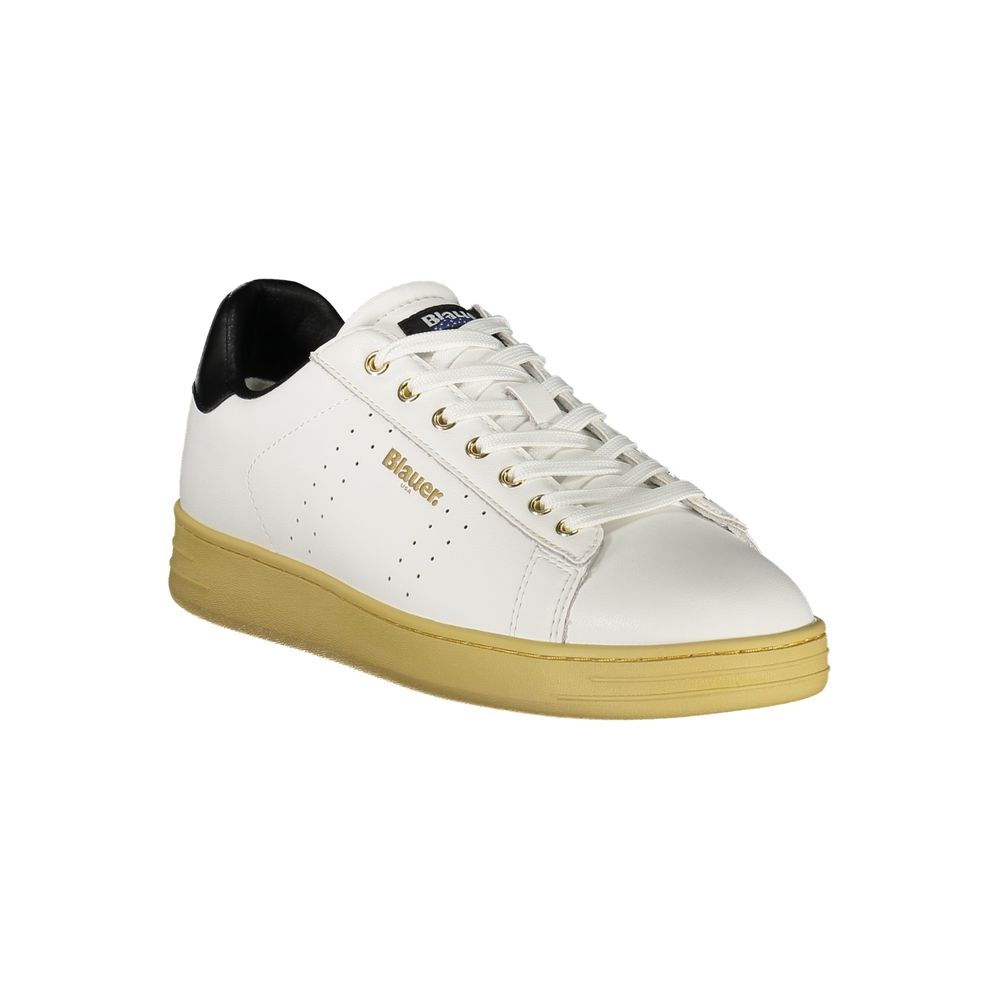 Blauer White Leather Men Sneakers