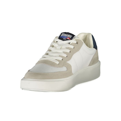 Blauer White Leather Men Sneakers