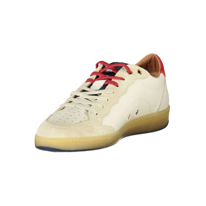 Blauer White Leather Men Sneakers