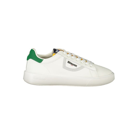 Blauer White Leather Men Sneakers