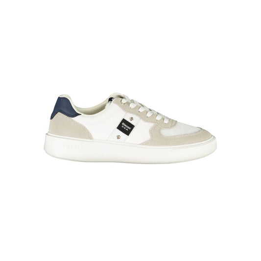 Blauer White Leather Men Sneakers