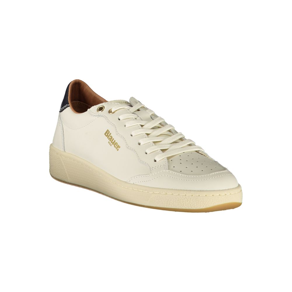 Blauer White Leather Women Sneakers