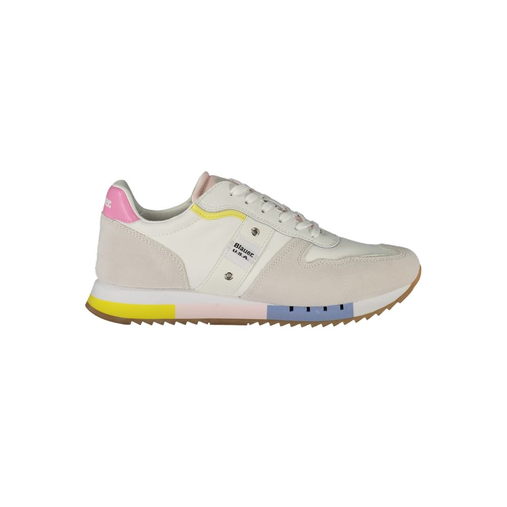 Blauer White Leather Women Sneakers