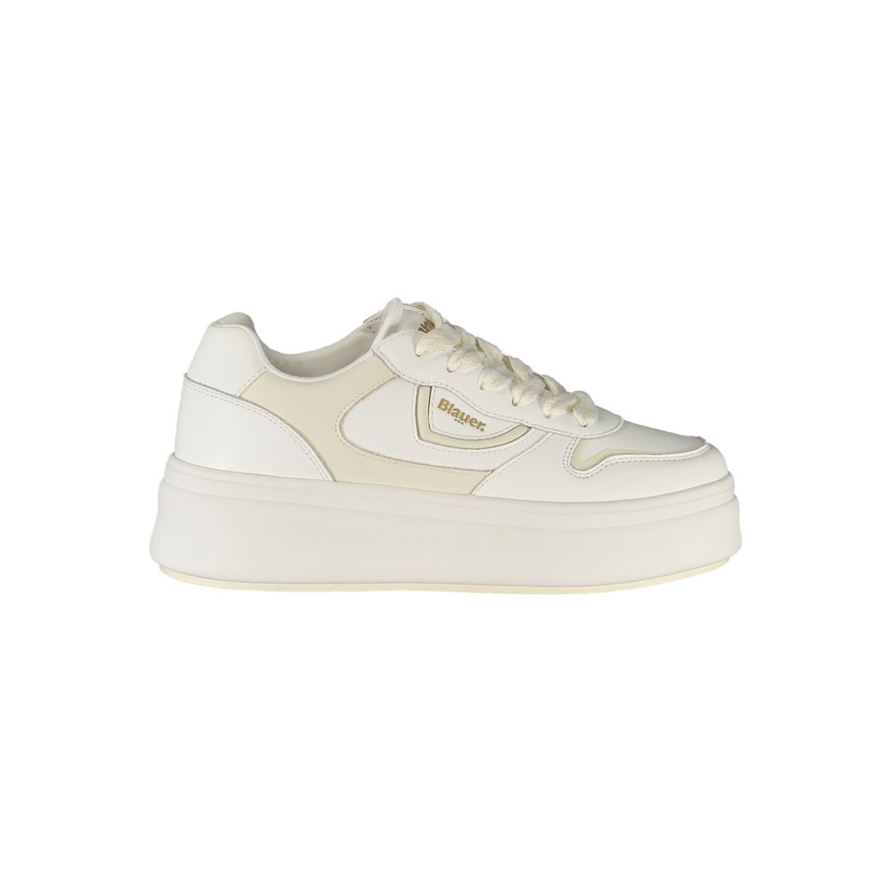 Blauer White Leather Women Sneakers