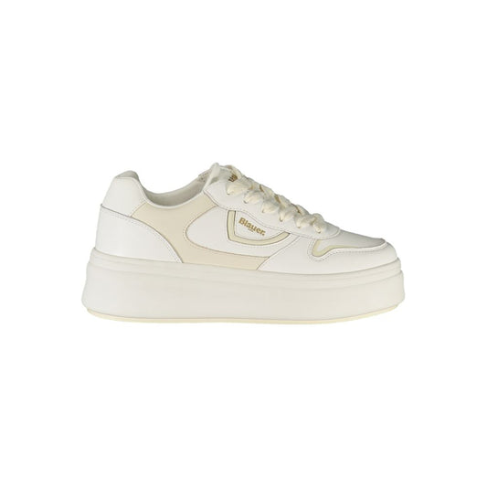 Blauer White Leather Women Sneakers