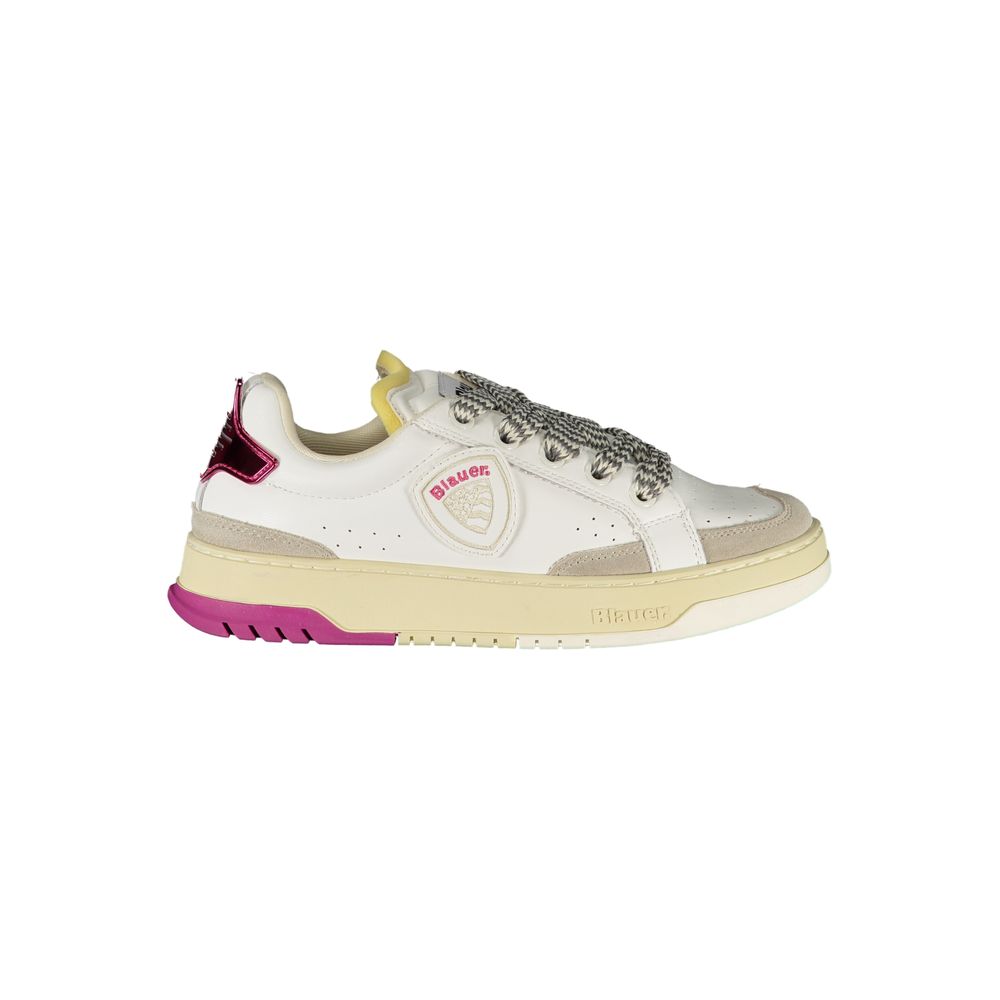 Blauer White Leather Women Sneakers
