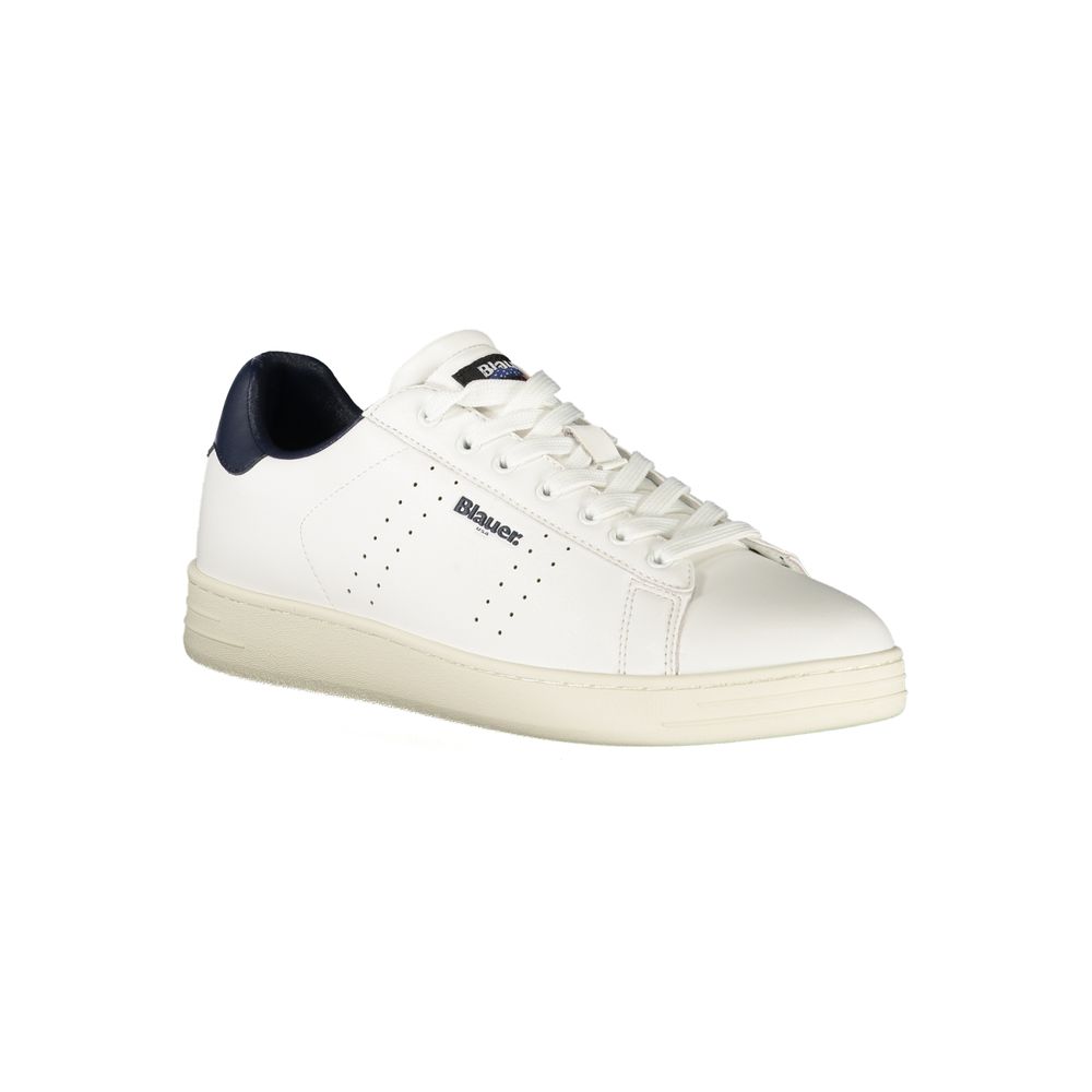 Blauer White Polyurethane Men's Sneakers