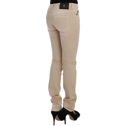 Cavalli Beige Wash Slim Fit Cotton Stretch Jeans