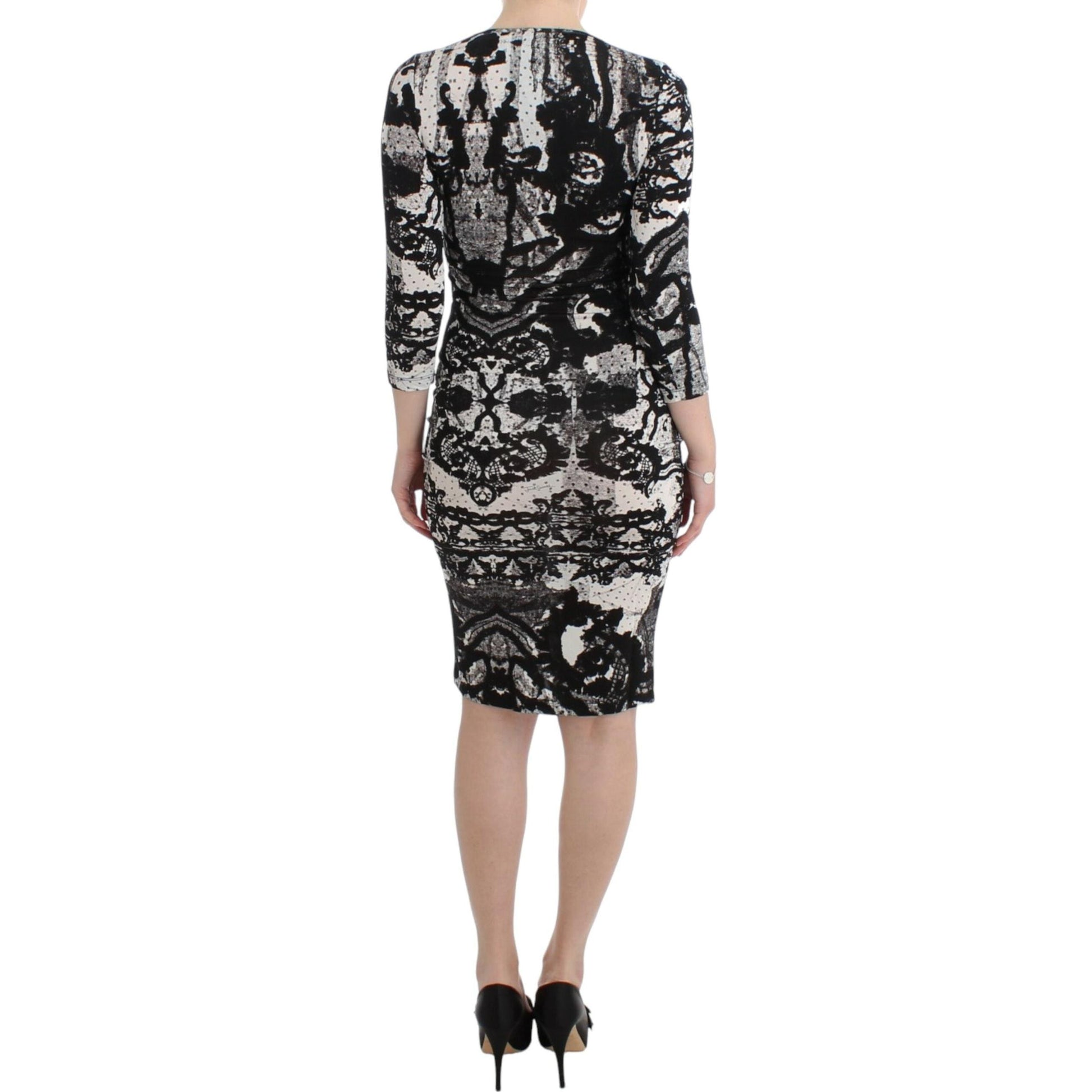 Cavalli Black Printed Sheath Dress