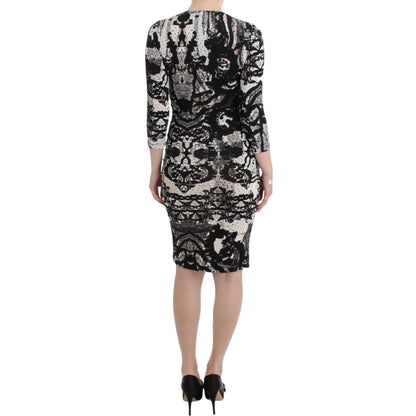 Cavalli Black Printed Sheath Dress