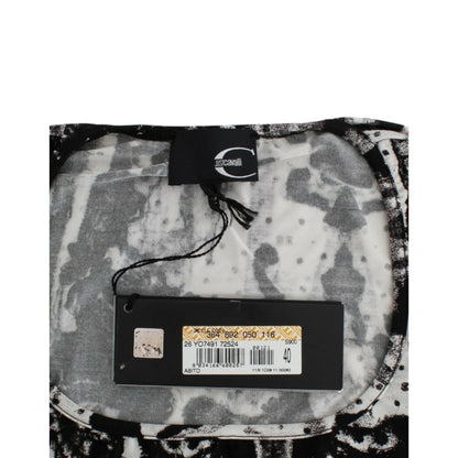 Cavalli Black Printed Sheath Dress