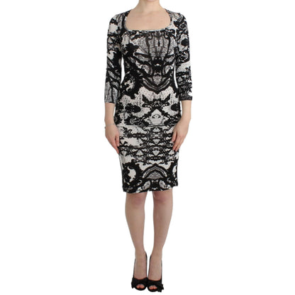 Cavalli Black Printed Sheath Dress