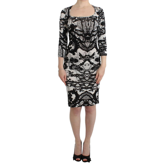 Cavalli Black Printed Sheath Dress