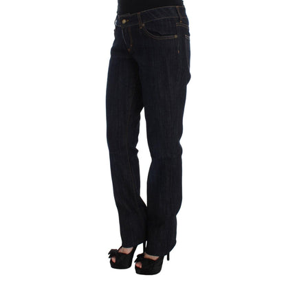 Cavalli Blue Cotton Straight Fit Stretch Jeans