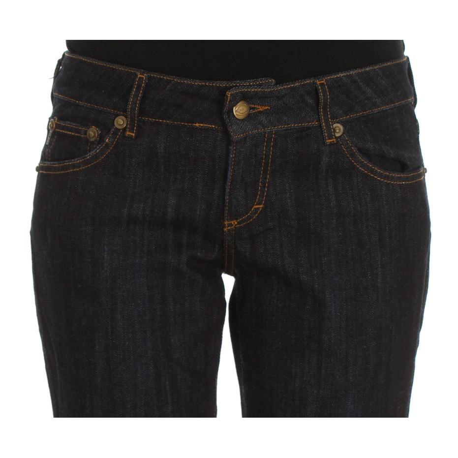 Cavalli Blue Cotton Straight Fit Stretch Jeans