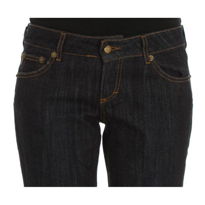 Cavalli Blue Cotton Straight Fit Stretch Jeans