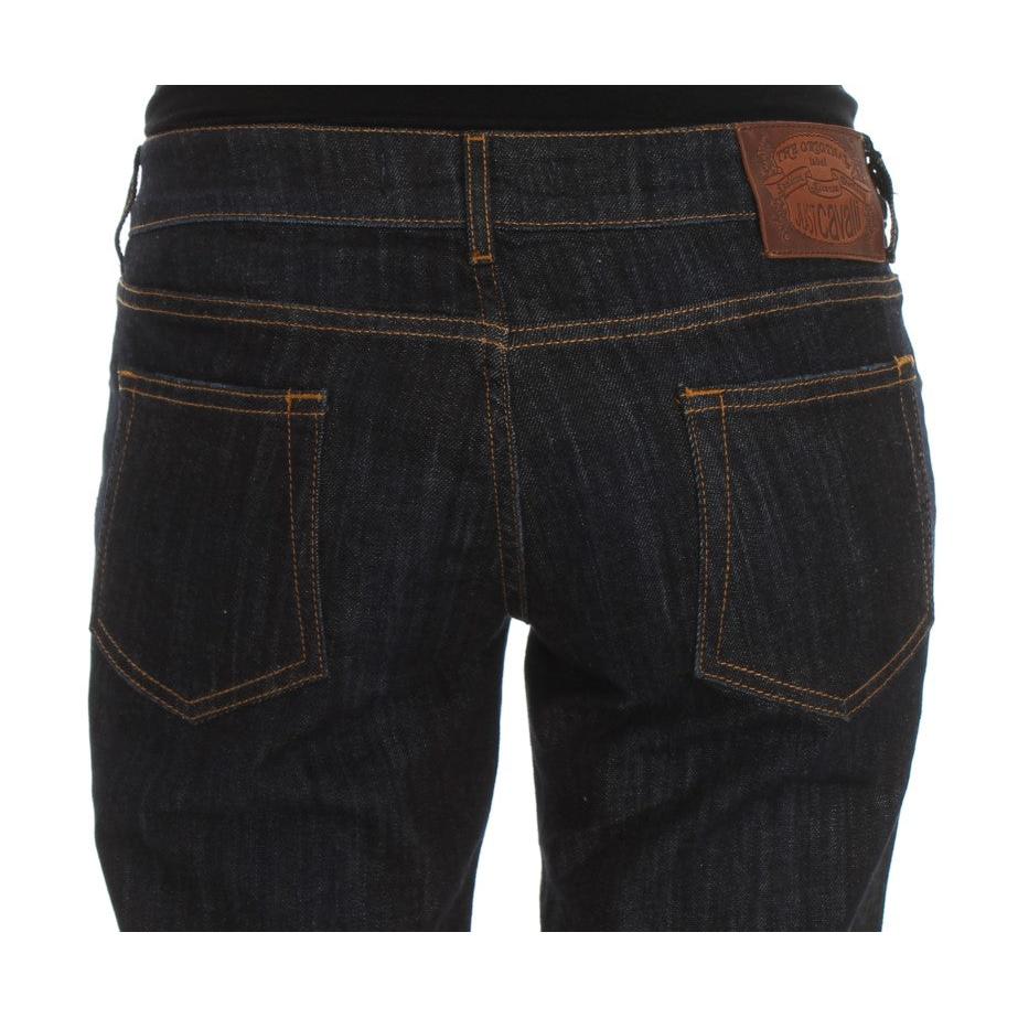 Cavalli Blue Cotton Straight Fit Stretch Jeans