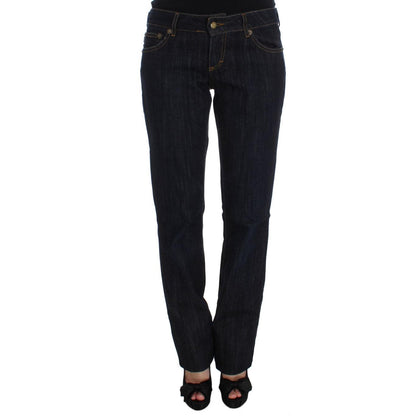 Cavalli Blue Cotton Straight Fit Stretch Jeans
