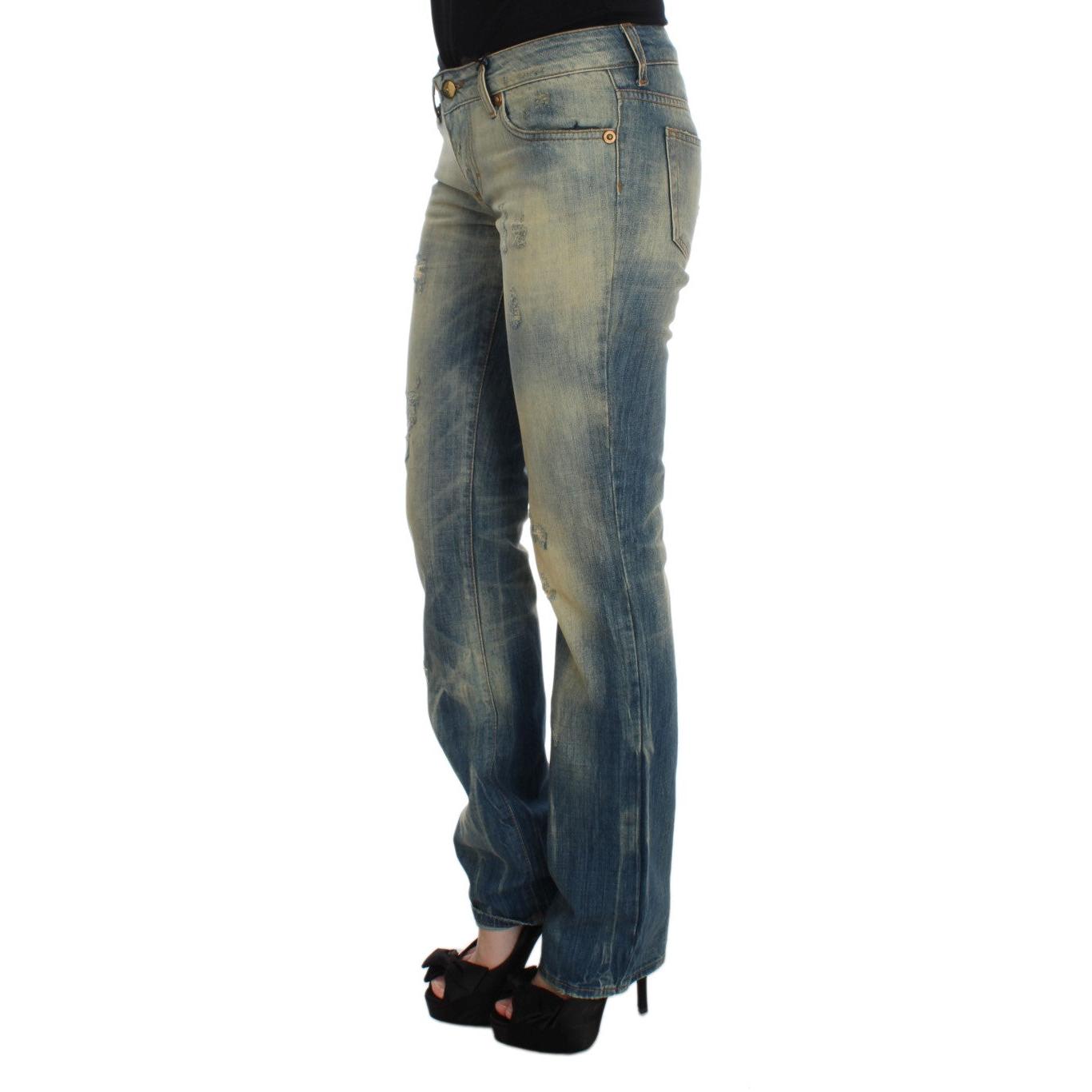 Cavalli Blue Wash Cotton Slim Fit Bootcut Jeans