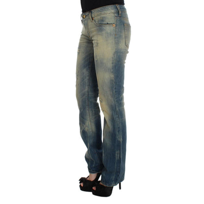 Cavalli Blue Wash Cotton Slim Fit Bootcut Jeans