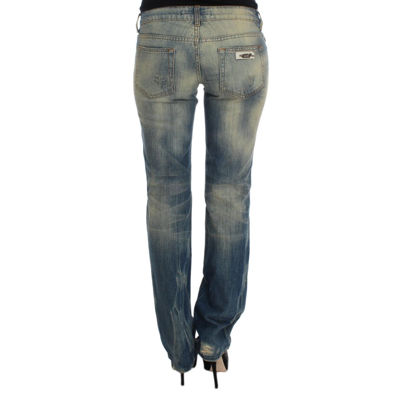 Cavalli Blue Wash Cotton Slim Fit Bootcut Jeans