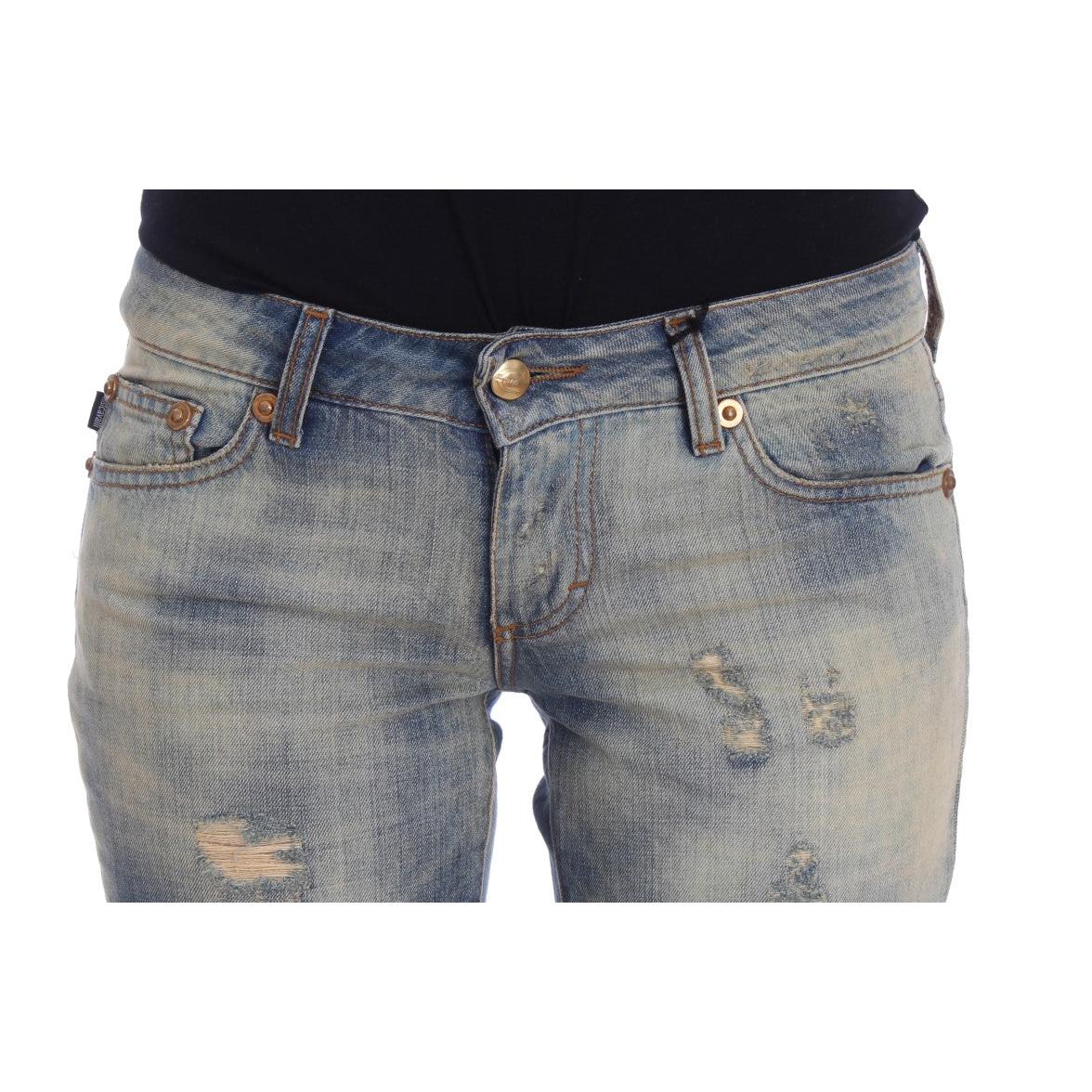 Cavalli Blue Wash Cotton Slim Fit Bootcut Jeans