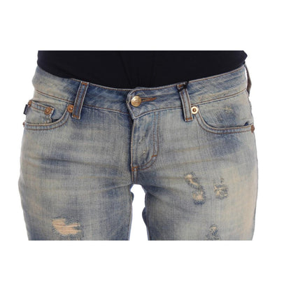 Cavalli Blue Wash Cotton Slim Fit Bootcut Jeans