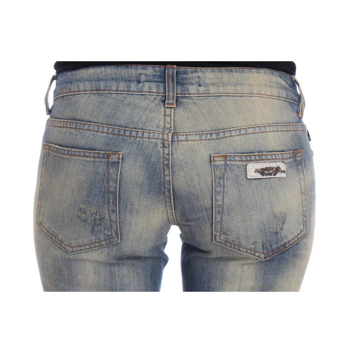 Cavalli Blue Wash Cotton Slim Fit Bootcut Jeans