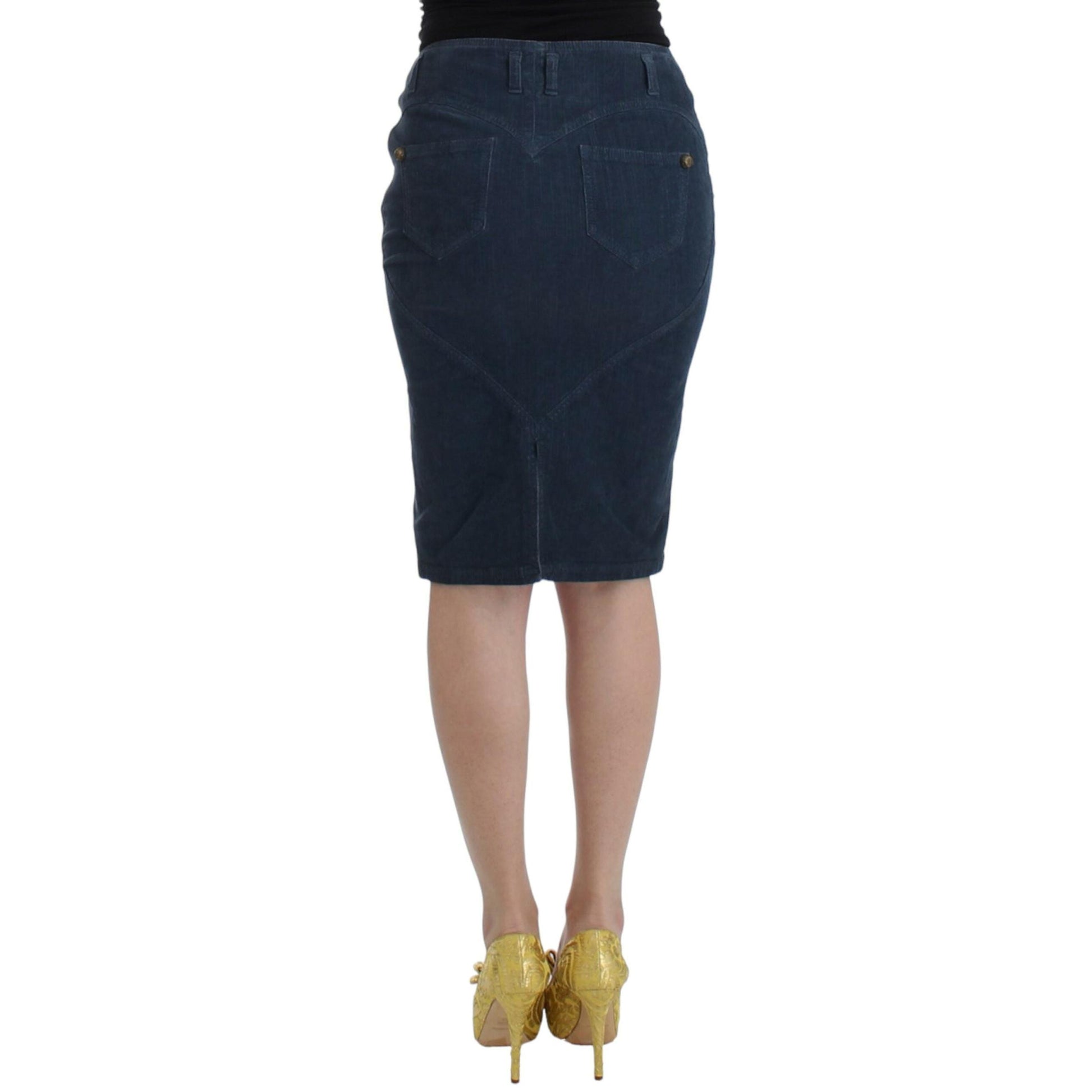 Cavalli Blue corduroy pencil skirt