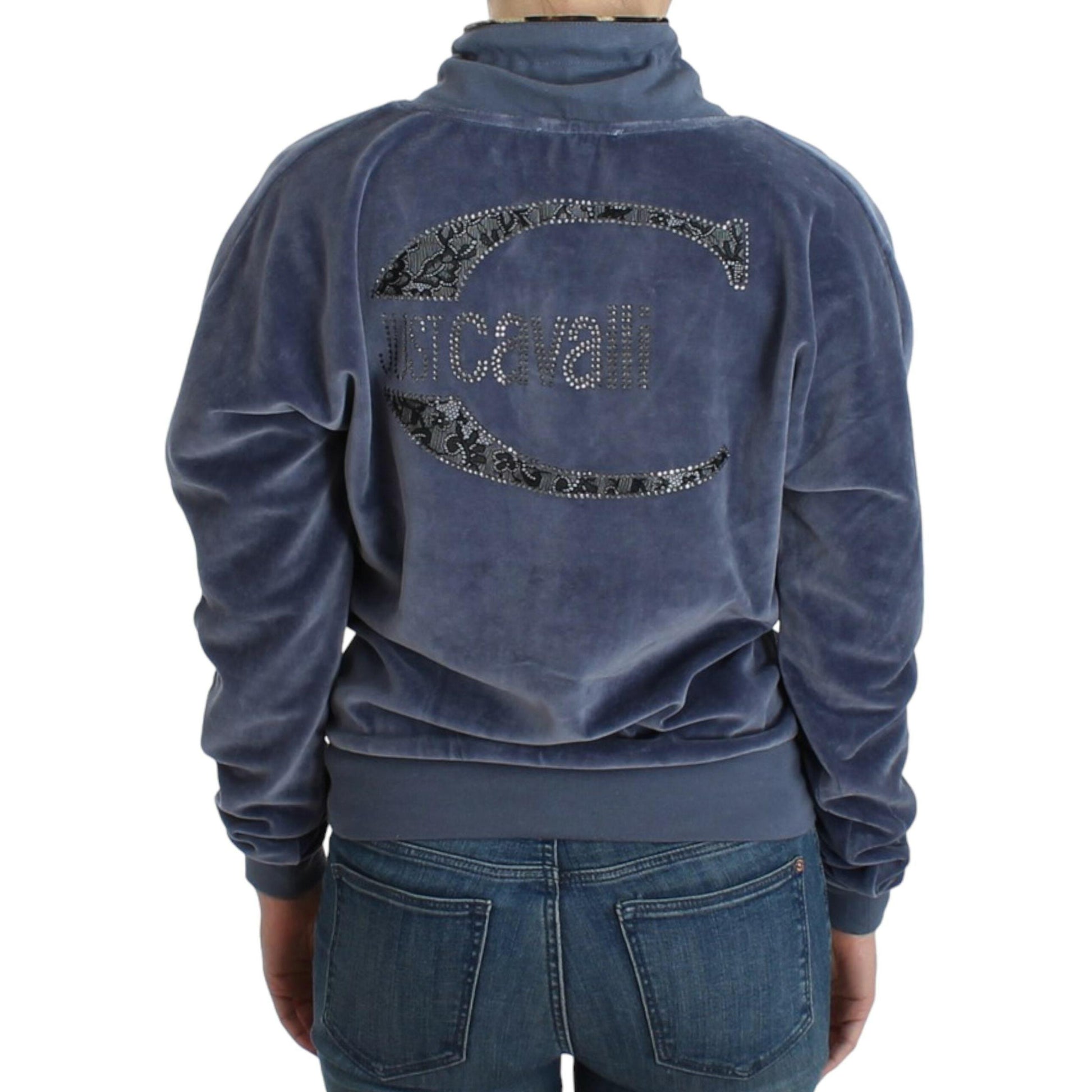 Cavalli Blue velvet cotton sweater
