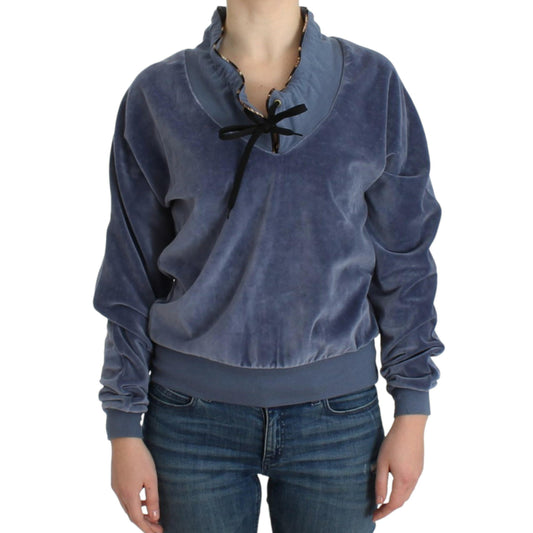 Cavalli Blue velvet cotton sweater