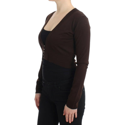 Cavalli Brown cropped wool cardigan