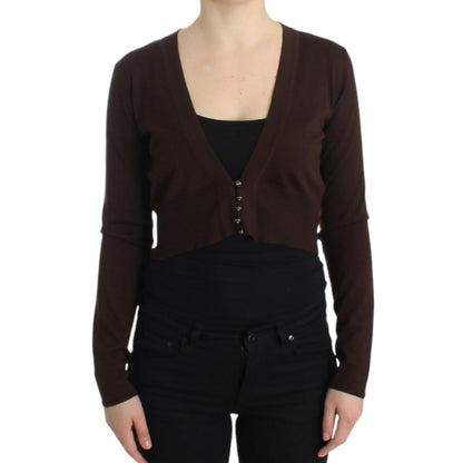 Cavalli Brown cropped wool cardigan