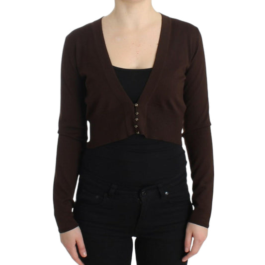 Cavalli Brown cropped wool cardigan