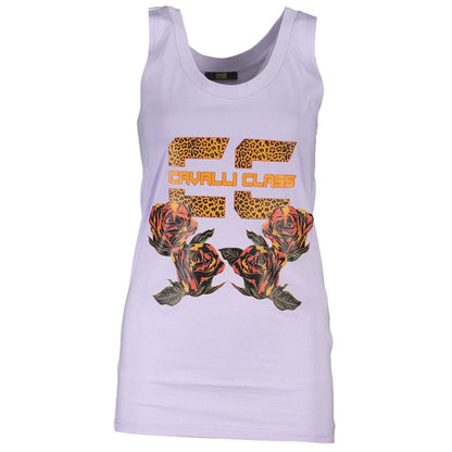 Cavalli Class Purple Cotton Tank Top
