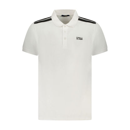 Cavalli Class White Cotton Men Polo Shirt