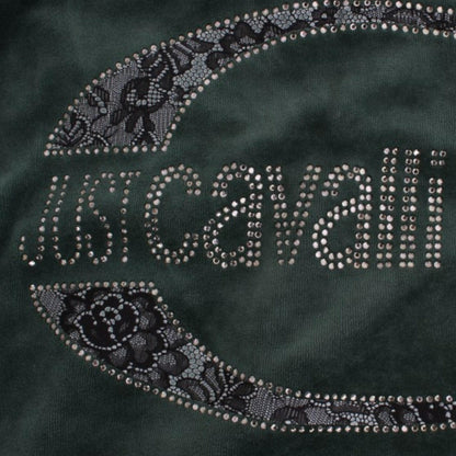 Cavalli Green velvet cotton sweater