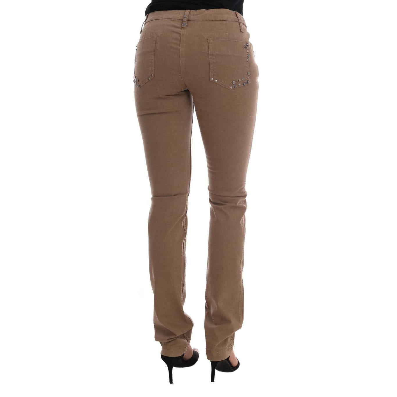 Costume National Beige Cotton Stretch Slim Fit Jeans