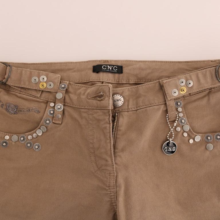 Costume National Beige Cotton Stretch Slim Fit Jeans