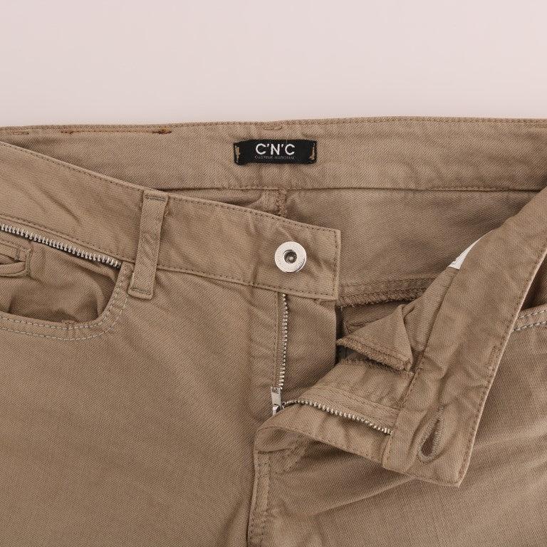Costume National Beige Cotton Stretch Slim Fit Jeans