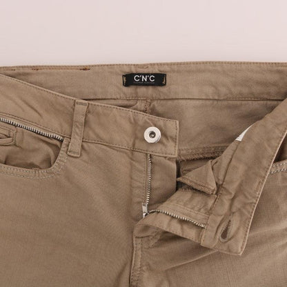 Costume National Beige Cotton Stretch Slim Fit Jeans