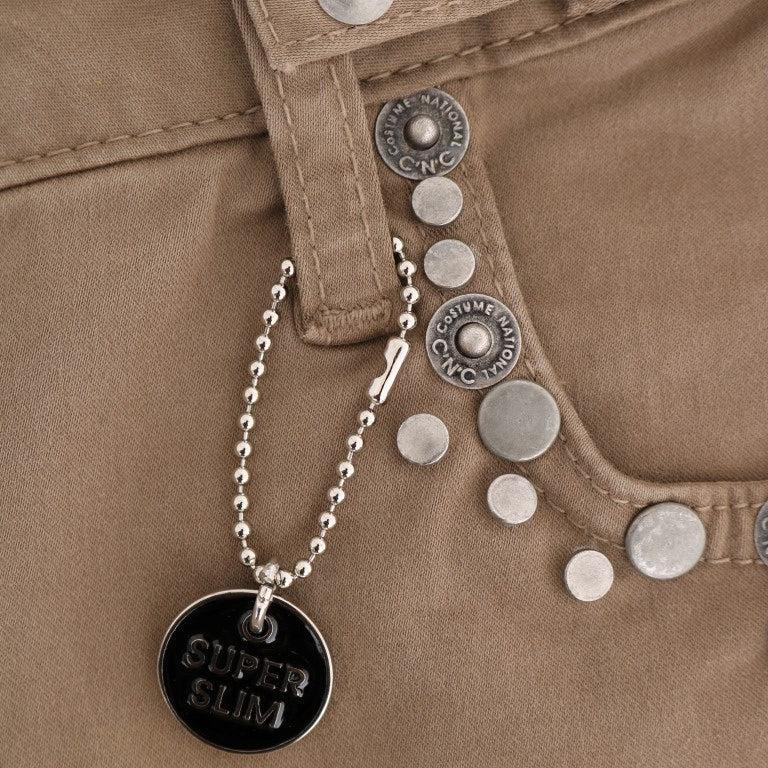 Costume National Beige Cotton Stretch Slim Fit Jeans